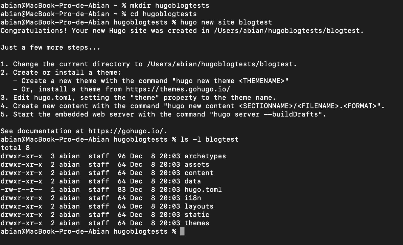 hugo site created
