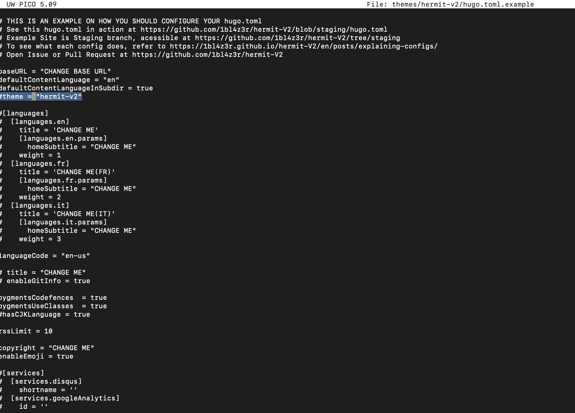 hugo site created